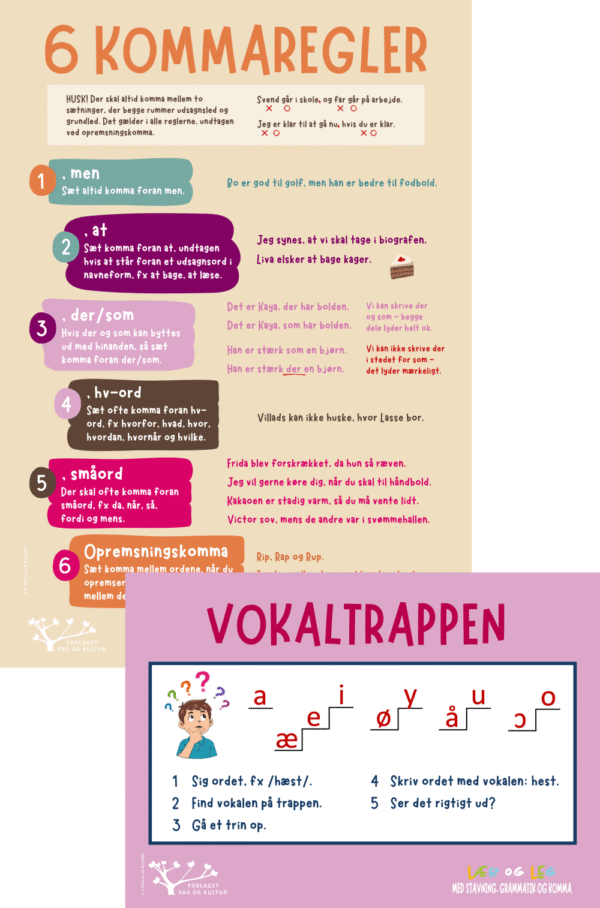 Plakater: Kommaregler og Vokaltrappen (nov. 2026)
